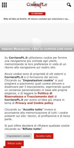 스폰서 기사용 이탈리아 매체 Corriere di Puglia e Lucania 사이트 미리보기