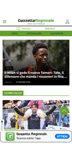 Podgląd witryny Gazzetta Regionale, medium z kraju Włochy do artykułów sponsorowanych