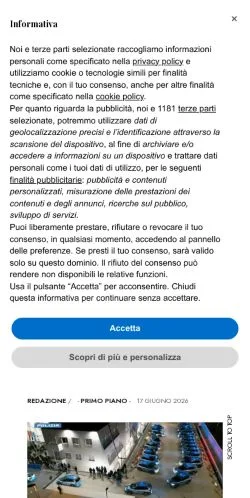 Forhåndsvisning av nettstedet Borderline24, medium fra Italia for sponsede artikler