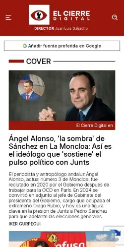Anteprima del sito El Cierre Digital, media di Spagna per articoli sponsorizzati
