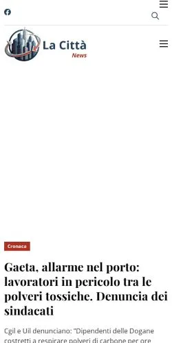 Anteprima del sito La Città News, media di Italia per articoli sponsorizzati