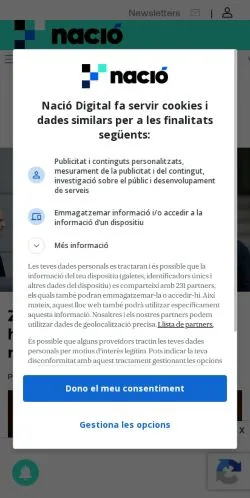 Anteprima del sito Nació Digital, media di Spagna per articoli sponsorizzati