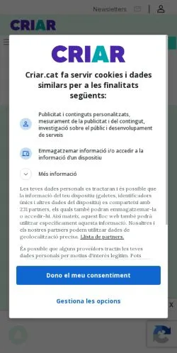 Podgląd witryny Criar, medium z kraju Hiszpania do artykułów sponsorowanych