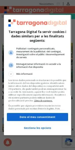 Anteprima del sito Tarragona Digital, media di Spagna per articoli sponsorizzati