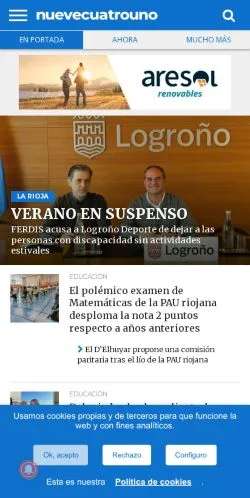 Anteprima del sito NueveCuatroUno, media di Spagna per articoli sponsorizzati