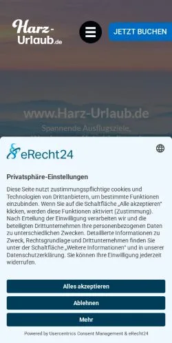 Anteprima del sito Harz-Urlaub, media di Germania per articoli sponsorizzati