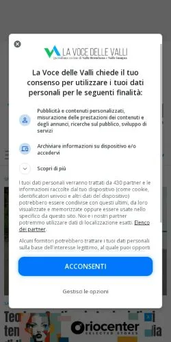 Anteprima del sito La Voce Delle Valli, media di Italia per articoli sponsorizzati