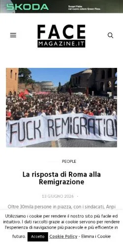 Anteprima del sito FACE Magazine, media di Italia per articoli sponsorizzati