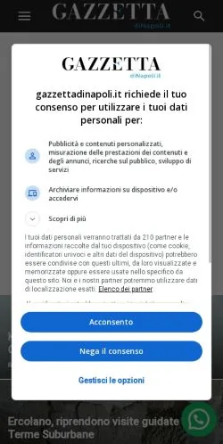 Podgląd witryny Gazzetta di Napoli, medium z kraju Włochy do artykułów sponsorowanych