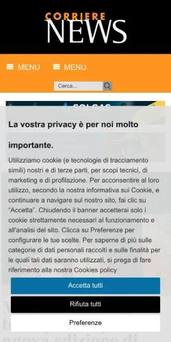 Anteprima del sito Corriere News, media di Italia per articoli sponsorizzati
