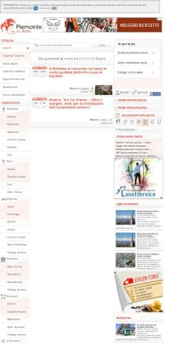 Anteprima del sito Piemonte In Festa, media di Italia per articoli sponsorizzati