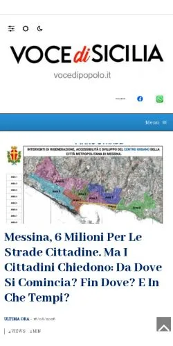 Anteprima del sito Voce di Sicilia, media di Italia per articoli sponsorizzati