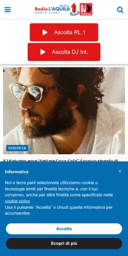 Förhandsvisning av webbplatsen Radio RL1, medium i Italien för sponsrade artiklar