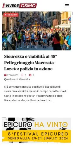 スポンサード記事向けのイタリアメディア、Vivere Osimoのサイトプレビュー