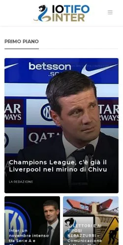 Forhåndsvisning av nettstedet Io Tifo Inter, medium fra Italia for sponsede artikler