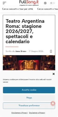 Vista previa del sitio FullSong, medio de Italia para artículos patrocinados
