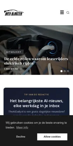 Podgląd witryny AutoBlogster, medium z kraju Holandia do artykułów sponsorowanych