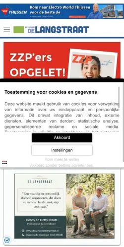 Podgląd witryny De Langstraat, medium z kraju Holandia do artykułów sponsorowanych