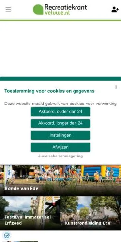 Anteprima del sito Recreatiekrant Veluwe, media di Paesi Bassi per articoli sponsorizzati