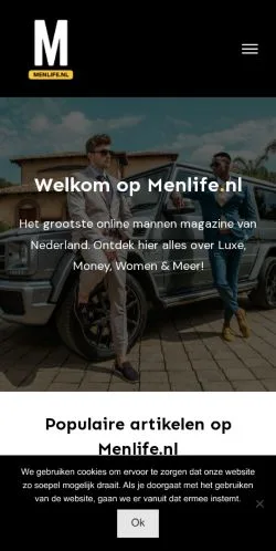 Podgląd witryny Menlife, medium z kraju Holandia do artykułów sponsorowanych