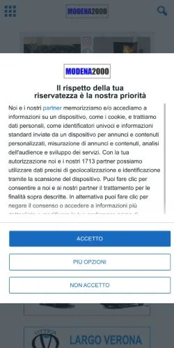 Förhandsvisning av webbplatsen Modena 2000, medium i Italien för sponsrade artiklar