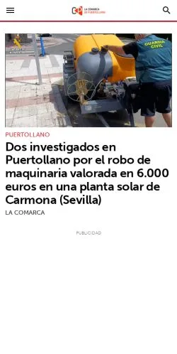 스폰서 기사용 스페인 매체 La Comarca de Puertollano 사이트 미리보기