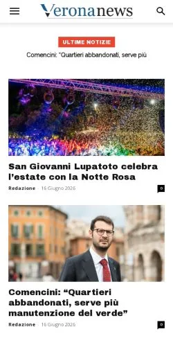 Anteprima del sito Verona News, media di Italia per articoli sponsorizzati