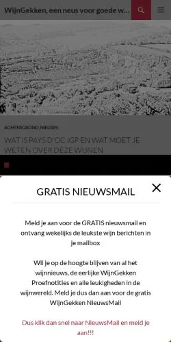 Anteprima del sito WijnGekken, media di Paesi Bassi per articoli sponsorizzati