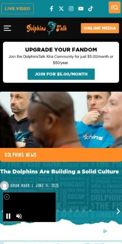 Forhåndsvisning av nettstedet Dolphins Talk, medium fra USA for sponsede artikler