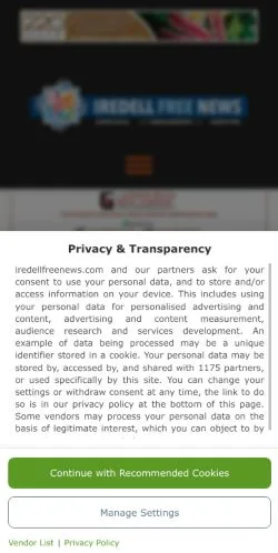 Anteprima del sito Iredell Free News, media di Stati Uniti per articoli sponsorizzati