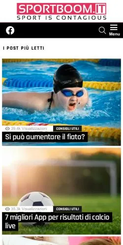 Anteprima del sito SportBoom, media di Italia per articoli sponsorizzati