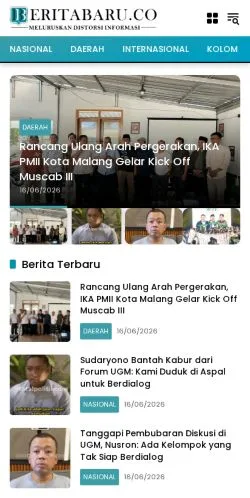 Anteprima del sito Beritabaru, media di Indonesia per articoli sponsorizzati