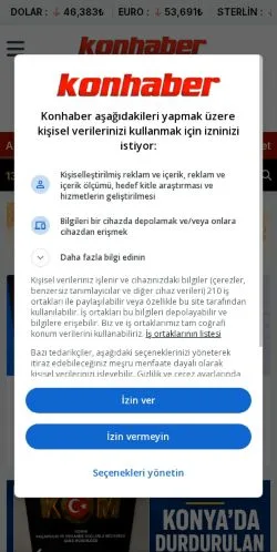 Anteprima del sito Konhaber, media di Turchia per articoli sponsorizzati