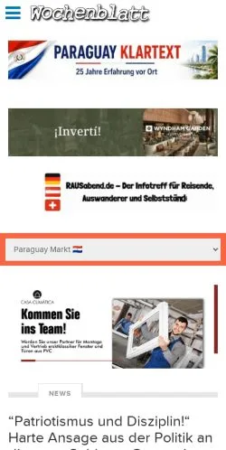 Sponsorlu makaleler için Almanya medyası Wochenblatt sitesinin önizlemesi