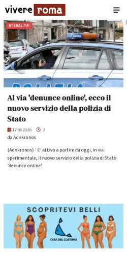 Anteprima del sito Vivere Roma, media di Italia per articoli sponsorizzati