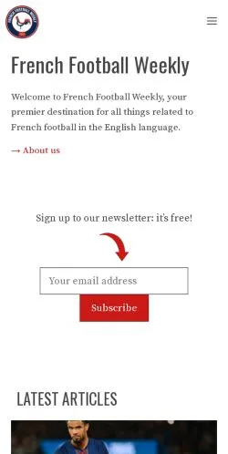 스폰서 기사용 미국 매체 French Football Weekly 사이트 미리보기