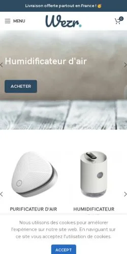 Anteprima del sito Wezr, media di Francia per articoli sponsorizzati