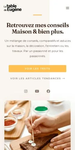 Pré-visualização do site La Table D'Eugène, meio de França para artigos patrocinados