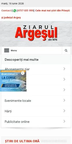 Podgląd witryny Ziarul Argesul, medium z kraju Rumunia do artykułów sponsorowanych