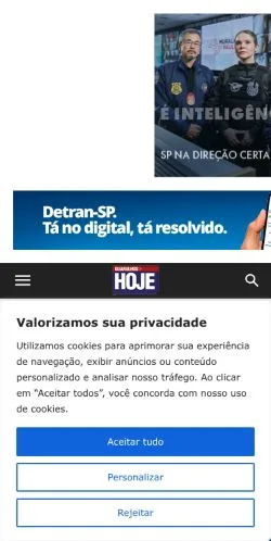 Podgląd witryny Guarulhos Hoje, medium z kraju Brazylia do artykułów sponsorowanych