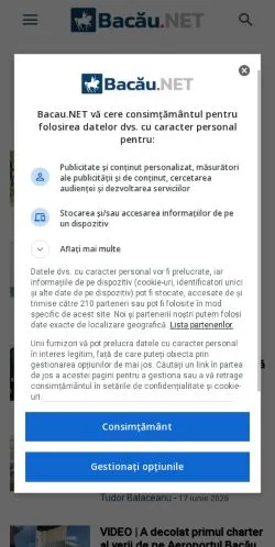 Anteprima del sito Bacau, media di Romania per articoli sponsorizzati
