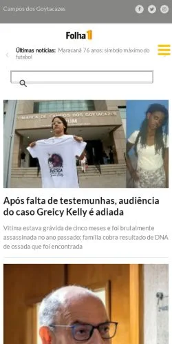 Anteprima del sito Folha1, media di Brasile per articoli sponsorizzati