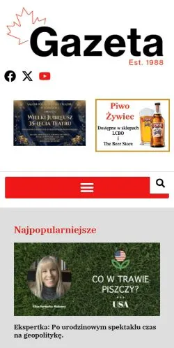 Podgląd witryny GAZETA Polonii Kanada, medium z kraju Stany Zjednoczone do artykułów sponsorowanych