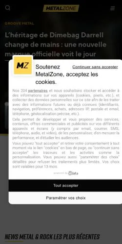 Anteprima del sito MetalZone, media di Francia per articoli sponsorizzati