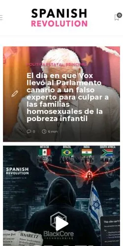 Anteprima del sito Spanish Revolution, media di Spagna per articoli sponsorizzati