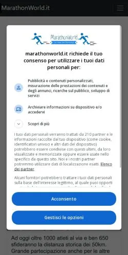 Preview of the Marathonworld website, a media outlet in Italy for sponsored articles