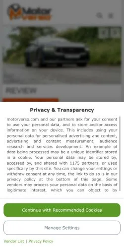Aperçu du site Motor Verso, média de Royaume-Uni pour articles sponsorisés