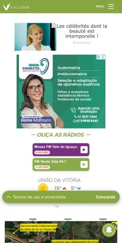 Pré-visualização do site VVale, meio de Brasil para artigos patrocinados