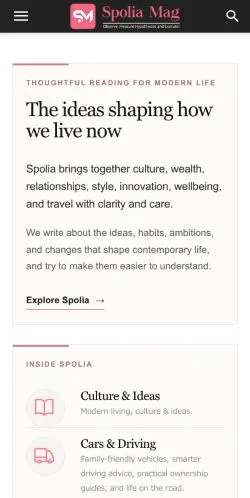 Podgląd witryny Spolia Magazine, medium z kraju Stany Zjednoczone do artykułów sponsorowanych