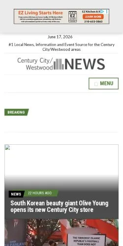Anteprima del sito Century City & Westwood News, media di Stati Uniti per articoli sponsorizzati